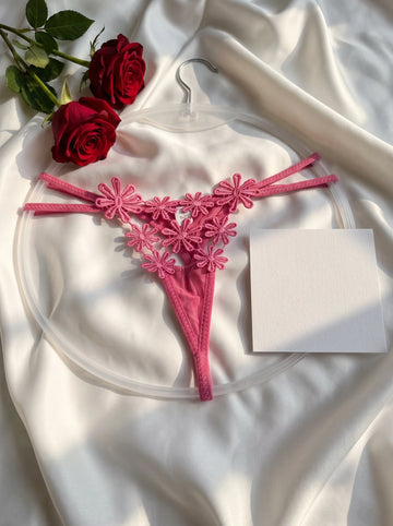 Rose Pink Floral Lace Thong