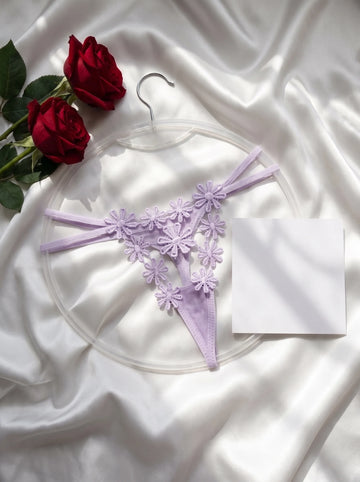 Lavender Floral Lace Thong